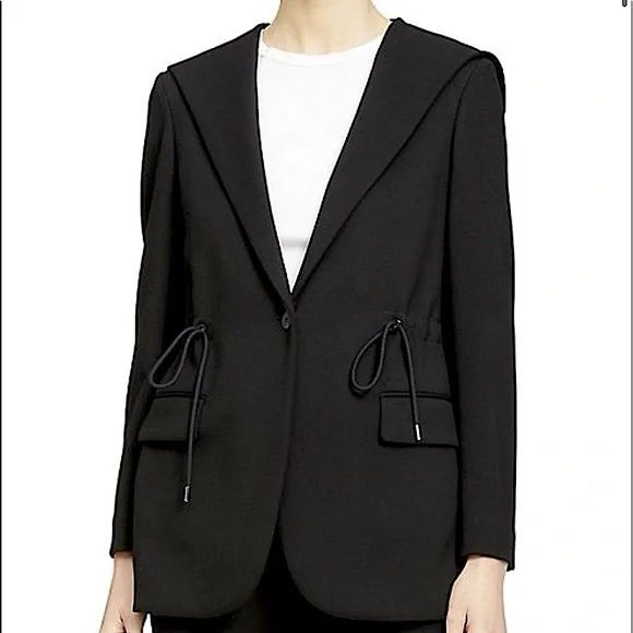 Theory Black Drape Drawstring Blazer Jacket Size Small - Picture 2 of 9
